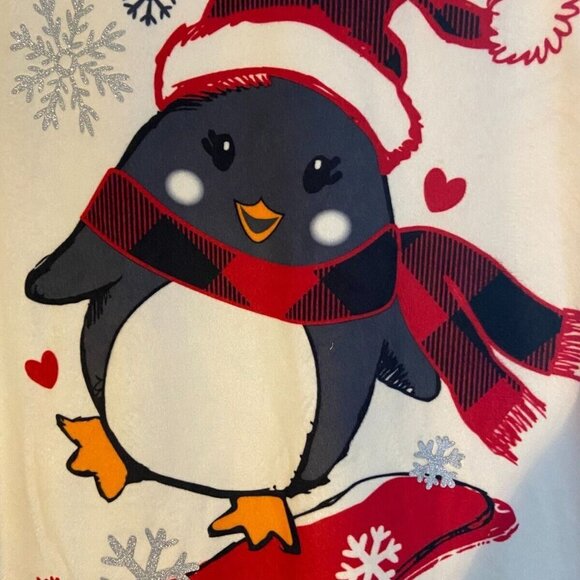 ✨✨Wonder Nation Penguin on Skis with Heart Girls PJs Large - Picture 3 of 6